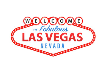 Classic retro welcome to Las Vegas sign. Simple modern flat style. Vector illustration
