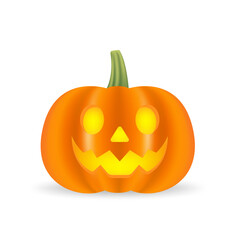 Orange pumpkin. Halloween pumpkins with a happy face on a white background. Autumn Halloween or thanksgiving pumpkin. Autumn symbol. Vector illustration