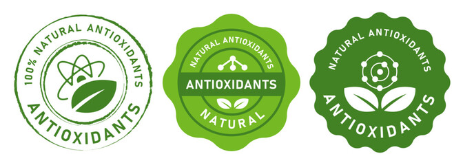 antioxidants anti oxidant natural stamp label sign leaf molecular symbol