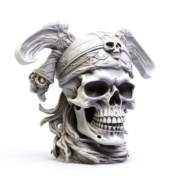 pirates skull 3d in white background