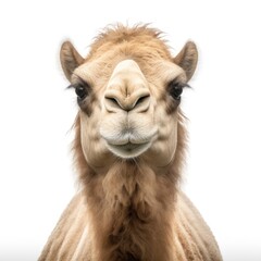 funny camel close up isolated in white