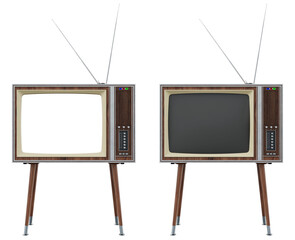 vintage retro tv with transparent screen, on off screen