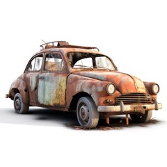 old car isolated on white