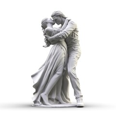 statue of a couple in white background