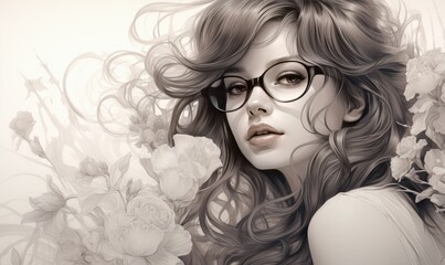 The pencil-drawn illustration showcased the soft features of a young woman with intricate details.