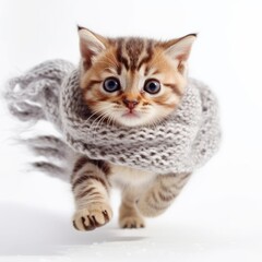 kitten wear scarf isolated in white