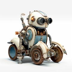 3d robot illustration made from electronic parts