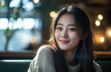 Obraz premium Closeup of a young Korean woman