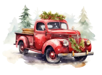 Zelfklevend Fotobehang Vintage christmas car © yganko