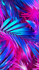 Obraz premium Neon palm leaves background, idea for wallpaper or phone case.