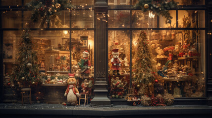 Holiday Showcase: Window Decorations for Christmas - obrazy, fototapety, plakaty