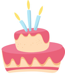 Cake with icing and candles.