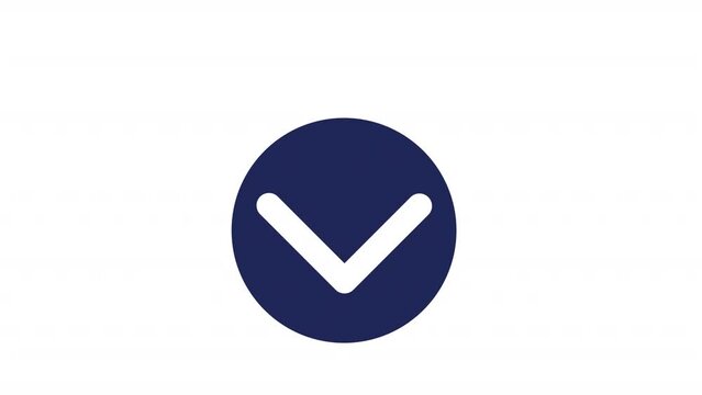 Animated down arrow solid ui icon. Content navigation. Website direction button. Looped HD video with alpha channel transparency. Isolated glyph symbol animation on white space for web, mobile
