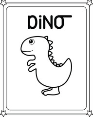 vector graphic illustration of Cute Funny Dinosaur for education children's coloring book