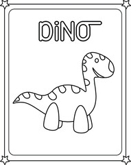 vector graphic illustration of Cute Funny Dinosaur for education children's coloring book
