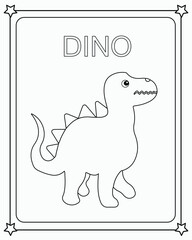 vector graphic illustration of Cute Funny Dinosaur for education children's coloring book