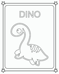 vector graphic illustration of Cute Funny Dinosaur for education children's coloring book