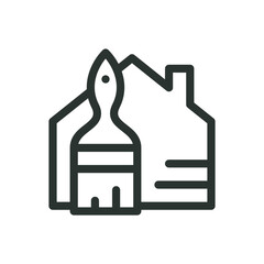 Painting house isolated icon, paint home vector icon with editable stroke - obrazy, fototapety, plakaty