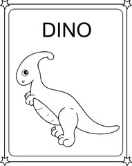 vector graphic illustration of Cute Funny Dinosaur for education children's coloring book