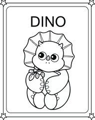 vector graphic illustration of Cute Funny Dinosaur for education children's coloring book