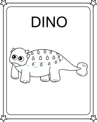 vector graphic illustration of Cute Funny Dinosaur for education children's coloring book
