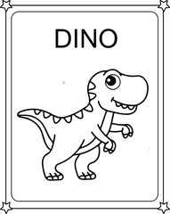 vector graphic illustration of Cute Funny Dinosaur for education children's coloring book