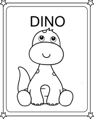 vector graphic illustration of Cute Funny Dinosaur for education children's coloring book