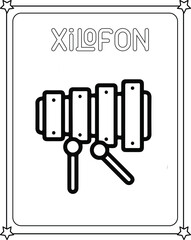 vector graphic illustration of xylophone for education children's coloring book