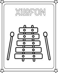 vector graphic illustration of xylophone for education children's coloring book