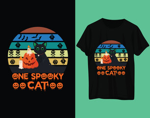 One Spooky Cat  Tshirt Design