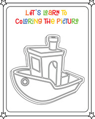 vector graphic illustration of bicycle for education children's coloring book