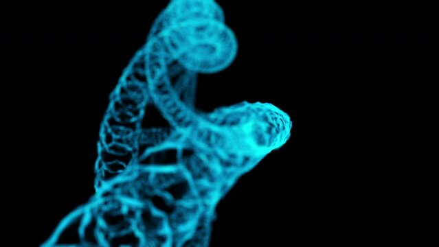 DNA Hologram Slowing Moving Past Camera - 3D Animation
