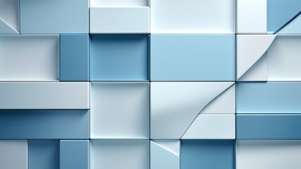 Beautiful geometric background for your presentation in the future. intricately textured 3D wall in shades of light blue and white..
