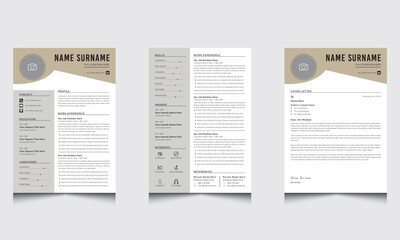 Business Resume Template And Cover Letter Layout Design