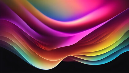 Colorful streamlined wave neon art background Generative AI
