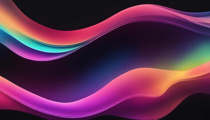 Colorful streamlined wave neon art background Generative AI