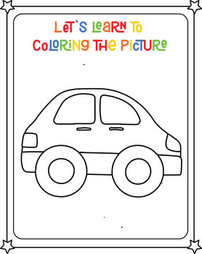 vector graphic illustration of car for education children's coloring book