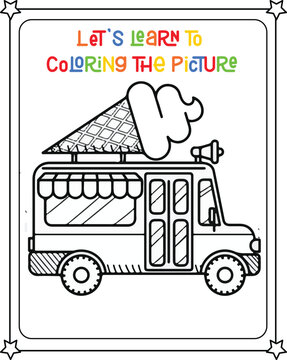 vector graphic illustration of bicycle for education children's coloring book