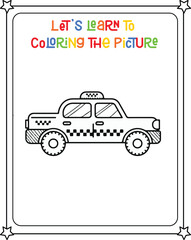 vector graphic illustration of taxi for education children's coloring book