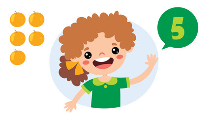 Cartoon Kid Character Counting Number