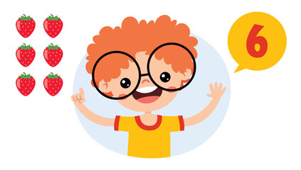 Cartoon Kid Character Counting Number