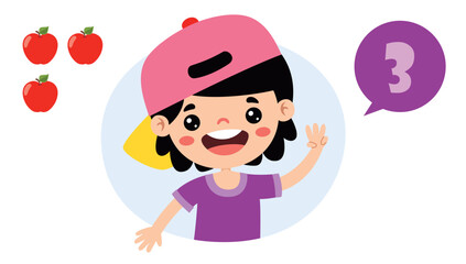 Cartoon Kid Character Counting Number