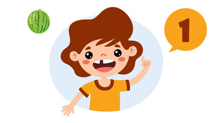 Cartoon Kid Character Counting Number