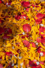 The Sacrificial offering consists of flowers, joss sticks, candles, food, desserts, vegetable and fruit 