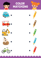 Color Matching Worksheet For Kids