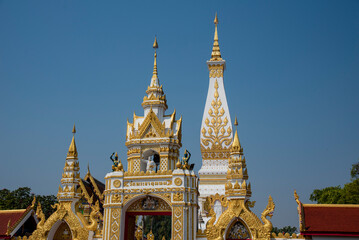 Fototapeta premium Wat Phra That Phanom Temple is the most famous landmark in Nakhon Phanom, Thailand