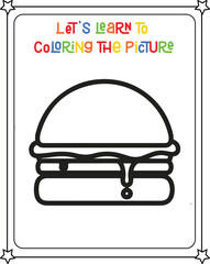 vector graphic illustration of burger for education children's coloring book