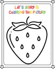 vector graphic illustration of strawberry for education children's coloring book