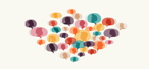 Different people in chat bubbles. Communication concept.