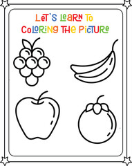 vector graphic illustration of fruit for education children's coloring book